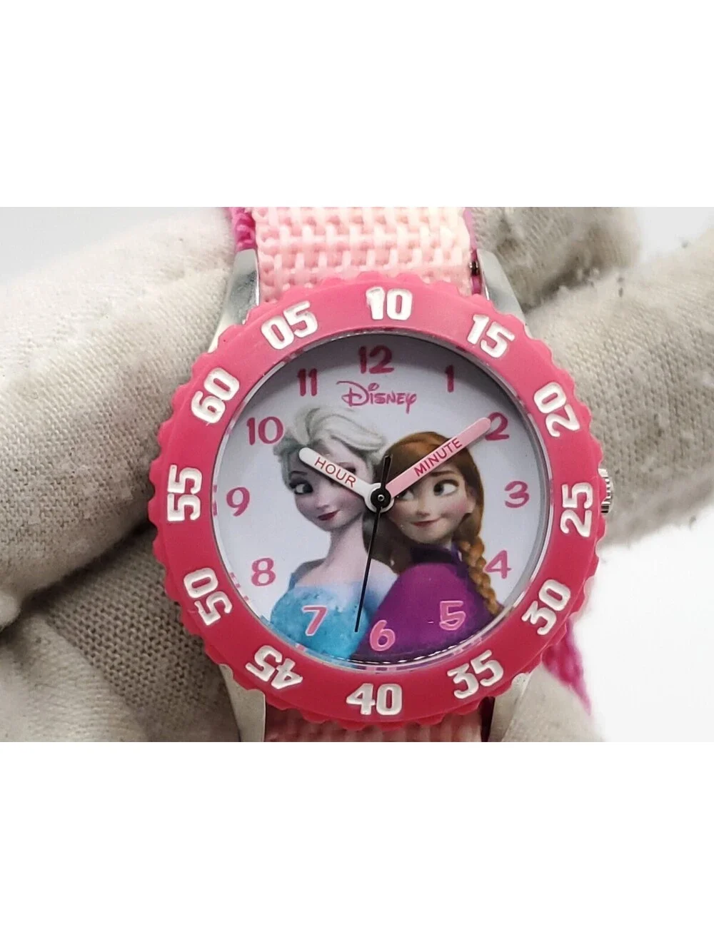 Disney Frozen Kids' Time Teacher Quartz Watch Nylon Strap- New Battery 30mm